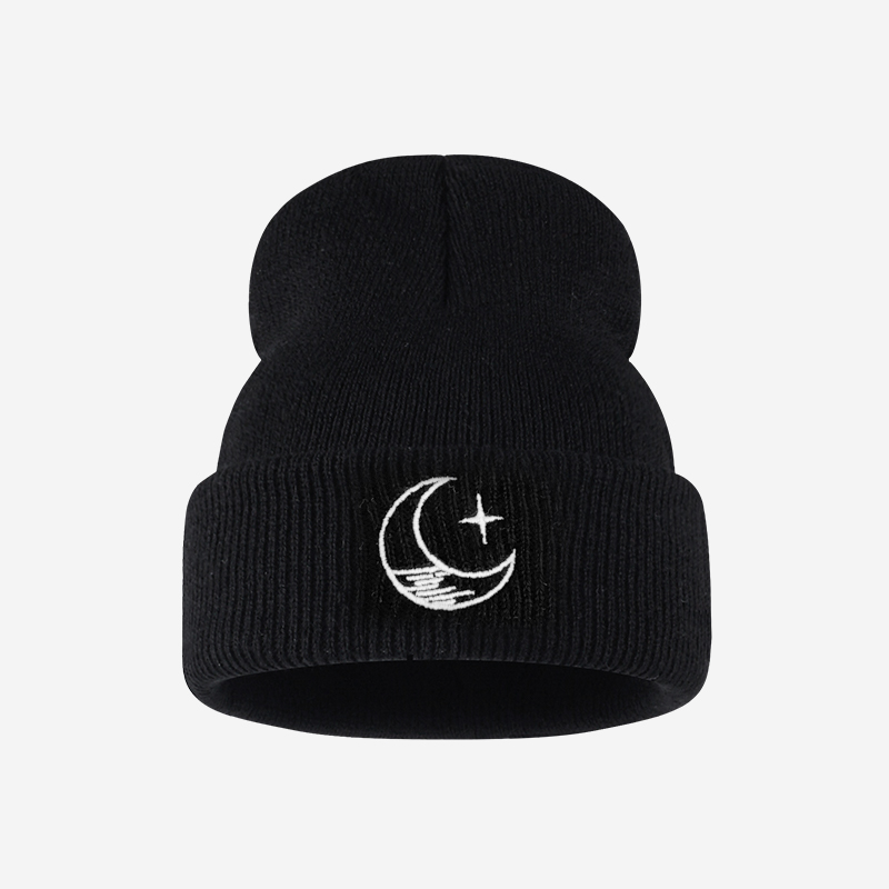 Beanie Winter Hat - หมวกถักสำหรับเด็กอายุ 1-3 ปี: หมวกบีนนี่ปักลายดาวและพระจันทร์น่ารัก เหมาะสำหรับการเดินเล่นกลางแจ้งและการสวมใส่ในชีวิตประจำวันในฤดูใบไม้ร่วงและฤดูหนาว