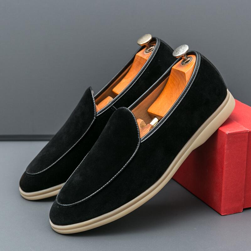 Suede Loafers Men - แฟชั่นผู้ชายแบรนด์หรู Loafer รองเท้าฤดูใบไม้ผลิสไตล์อังกฤษ Suede ผู้ชายรองเท้าสบายๆ Breathable