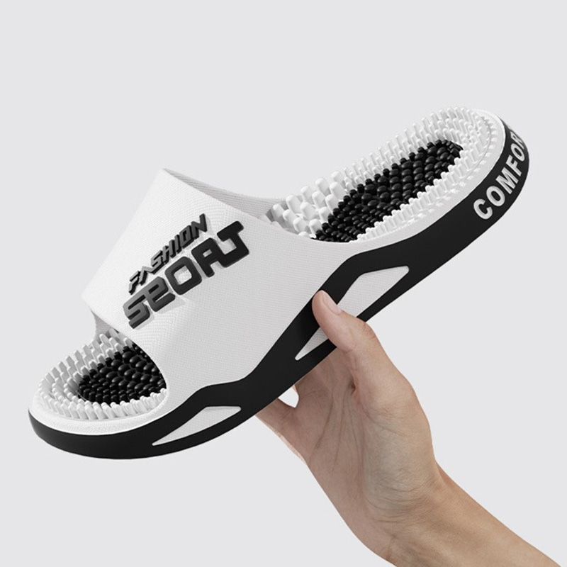 Mens Fashion Sandals - รองเท้าแตะผู้ชายแบบใหม่ รองเท้าแตะนวดฝ่าเท้า รองเท้าแตะลำลองแฟชั่นสำหรับฤดูร้อน รองเท้าแตะแบบสวมสำหรับใส่กลางแจ้ง รองเท้าสไลด์ผู้หญิง กันลื่น