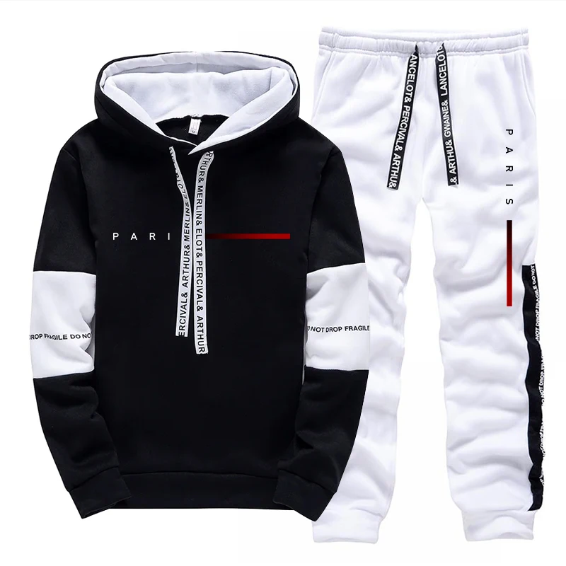 Men'S Fashion Designer - ชุดฮู้ดดี้แฟชั่นสไตล์ปารีสสำหรับผู้ชาย เสื้อฮู้ดและกางเกงขายาวลำลอง ใส่ได้ทุกฤดู เหมาะสำหรับใส่ในชีวิตประจำวัน ออกกำลังกาย หรือเล่นกีฬา