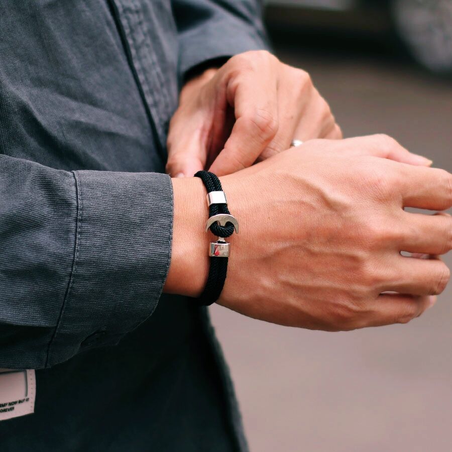 Milan Men'S Fashion - สร้อยข้อมือเชือกทะเลแฟชั่นสำหรับบุรุษสองชั้นเชือกมิลานบราทะเลสำหรับบุรุษสมอเรือโจรสลัดเครื่องประดับทองเหลือง