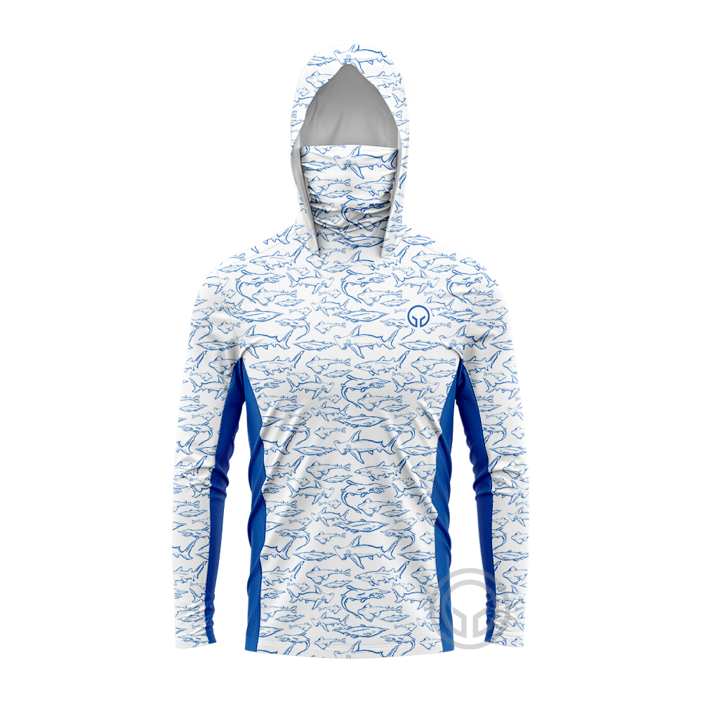 Men Fashion Upper - เสื้อผ้าตกปลาใหม่สำหรับฤดูร้อน เสื้อเจอร์ซีย์แขนยาวสำหรับผู้ชาย เสื้อยืดกันแดดป้องกันรังสียูวี ระบายอากาศได้ดี พร้อมฮู้ดสำหรับตกปลา