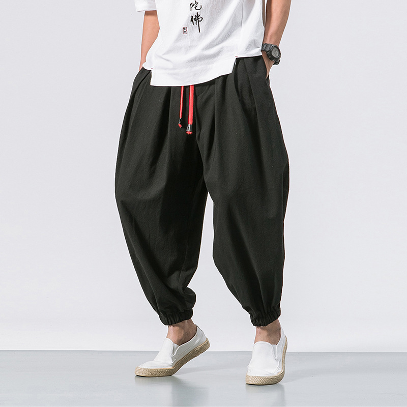 Men'S Fashion Pants 2025 - กางเกงฮาเร็มผู้ชายเทรนด์ใหม่ปี 2025 ทรงหลวมสไตล์โอเวอร์ไซส์ ผ้าฝ้ายและผ้าลินินคุณภาพสูง กางเกงจ็อกเกอร์ลำลองสำหรับผู้ชาย