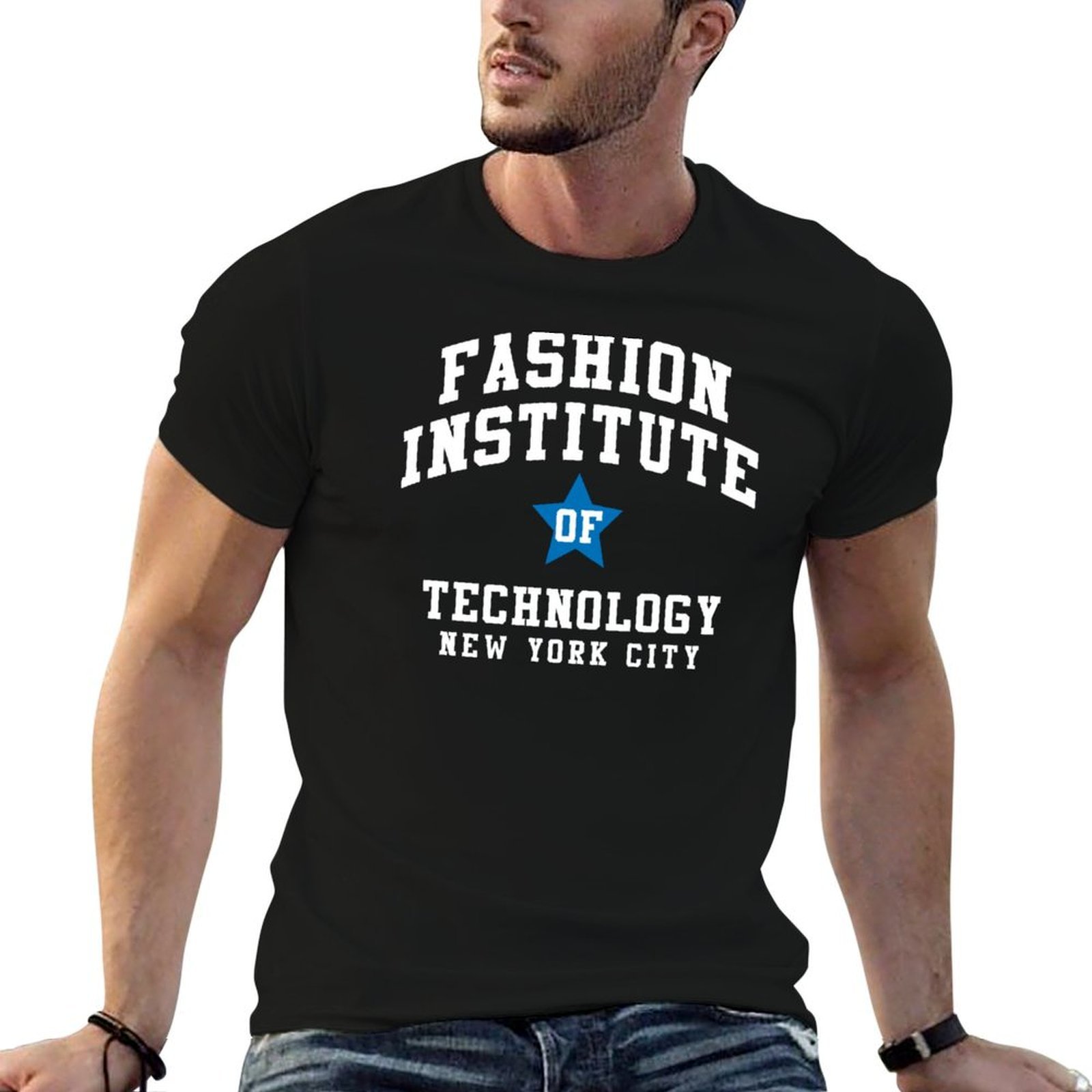 Men'S Fashion Nyc - สถาบันแฟชั่น NYC - เสื้อยืดแขนสั้นลายโค้งสำหรับผู้ชาย