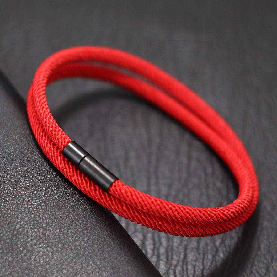 Milan Men'S Fashion - Lucky Red สร้อยข้อมือผู้ชาย Bilayer มิลานด้ายสร้อยข้อมือกลางแจ้ง Camping