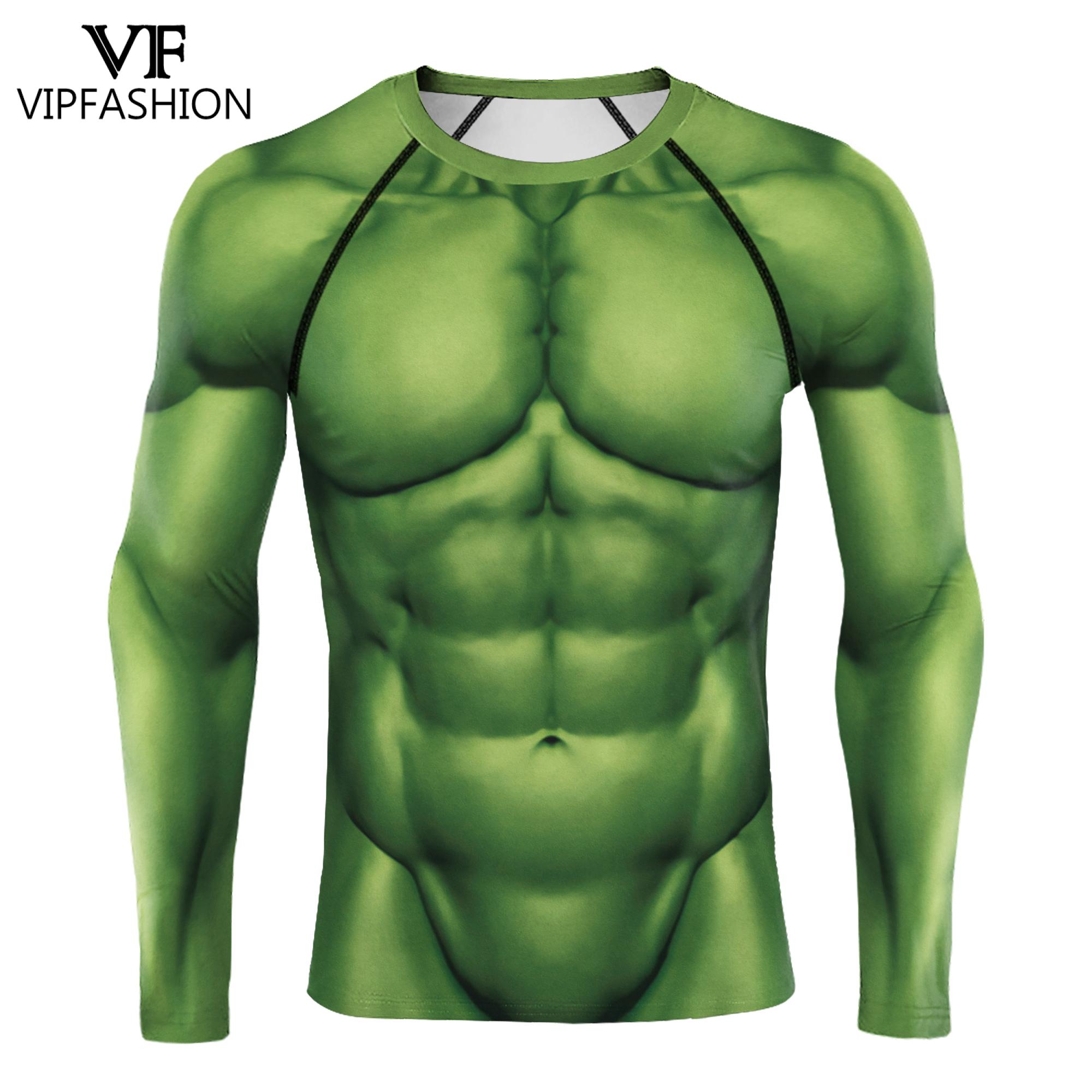 Muscle Tee Workout - VIP แฟชั่นสีเขียวกล้ามเนื้อเสื้อยืด Man Superhero การบีบอัดเสื้อด้านบน Tee