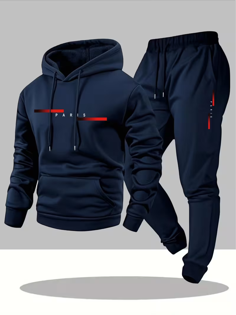 Men'S Fashion Designer - ชุดเซ็ตฮู้ดดี้และกางเกงขายาวพิมพ์ลายตัวอักษรสุดฮิตสำหรับผู้ชาย แฟชั่นฤดูหนาวเรียบง่าย ลดราคาพิเศษ