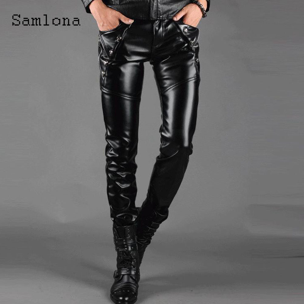 Men'S Fashion Pants 2025 - เซ็กซี่ Grunge PU กางเกงหนังผู้ชาย Clubwear 2025