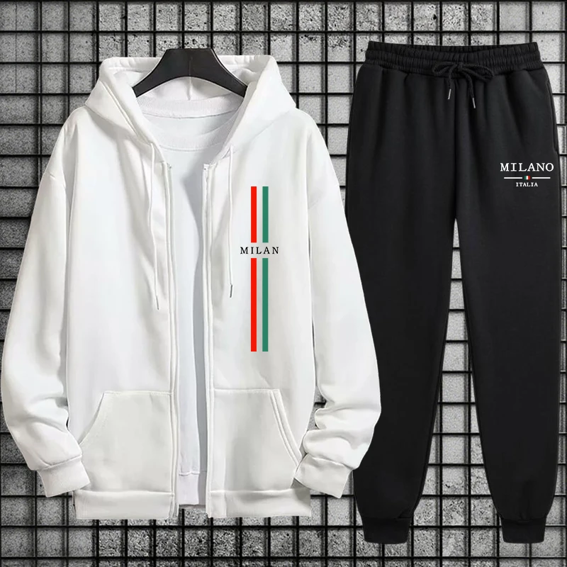 Milan Men'S Fashion - ชุดกีฬาแฟชั่นอิตาลีมิลานเกรดพรีเมียมสำหรับผู้ชาย ชุดลำลองสปอร์ต 2026 ขายดี ชุดวอร์มผู้ชาย เสื้อฮู้ดซิป