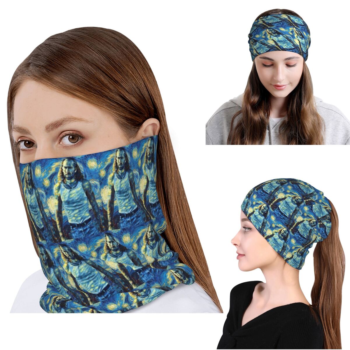 Beanie Winter Hat - นิโคลัส เคจ สเตจ แบนดาน่าผ้าคลุมคอ หน้ากาก ผ้าพันคอ