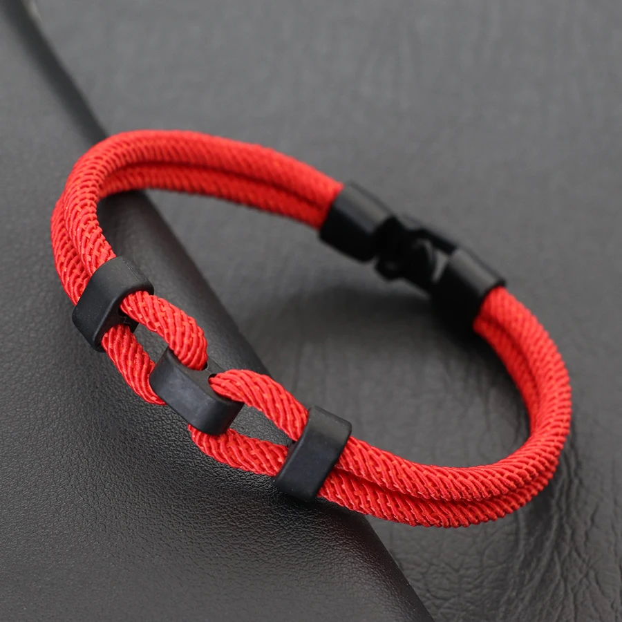Milan Men'S Fashion - สร้อยข้อมือเชือกสีแดงนำโชคของผู้ชายสร้อยข้อมือแบบผูกสองชั้นแบบทันสมัยสำหรับ Hombre Grade A Milan Thread