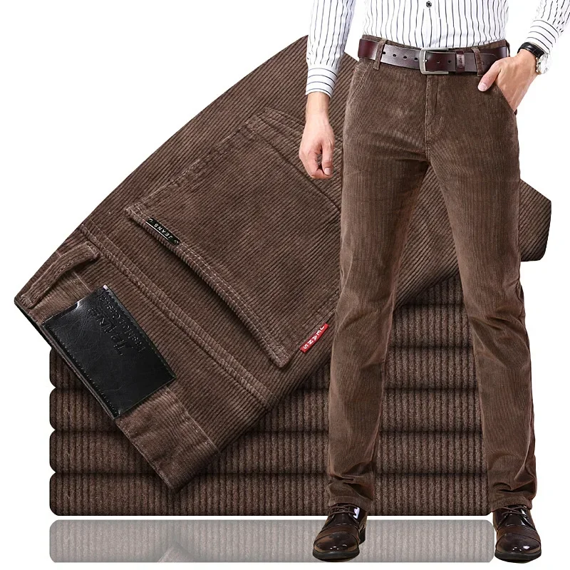 Men'S Fashion Pants 2025 - กางเกงขายาวผ้าลูกฟูกทรงตรงหลวมสไตล์ลำลองสำหรับผู้ชาย ฤดูใบไม้ผลิ ฤดูใบไม้ร่วง 2025 กางเกงขายาวกำมะหยี่หนานุ่ม อุ่นสบายสำหรับฤดูหนาว