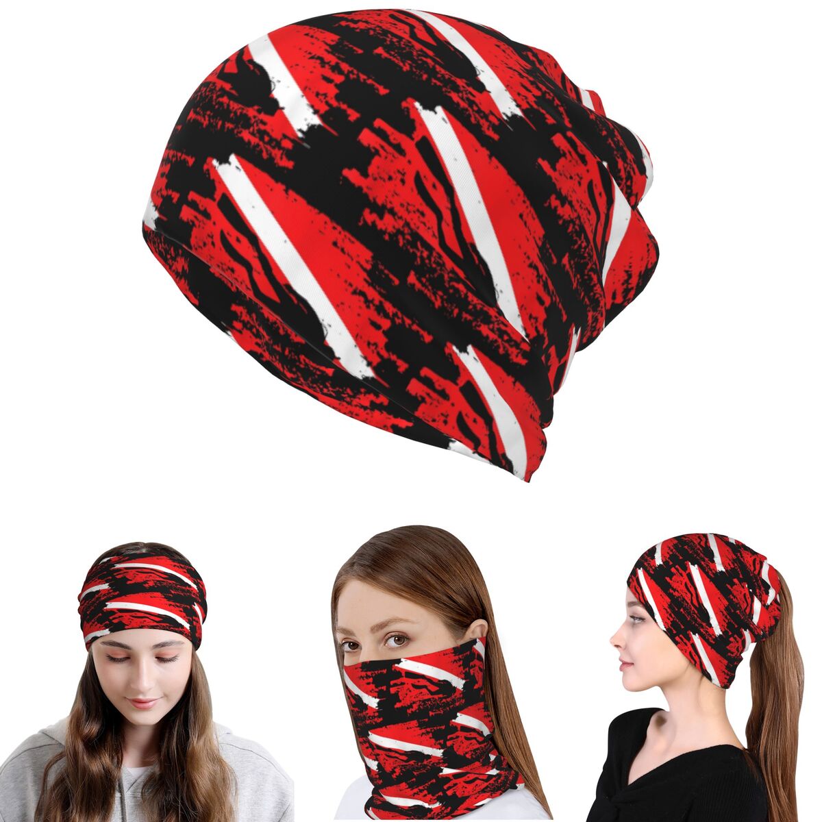 Beanie Winter Hat - ธงดำน้ำลึก ผ้าพันคอคลุมหน้ากากดำน้ำ ผ้าพันคออเนกประสงค์ ผ้าพันคอปั่นจักรยาน หมวกบีนนี่ สำหรับฤดูหนาว