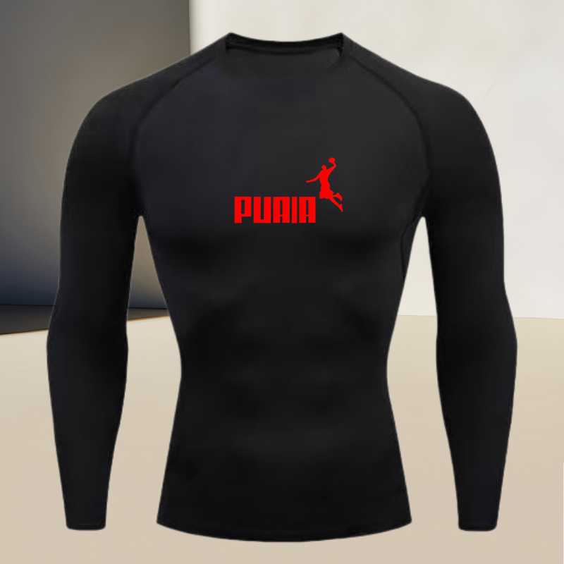 Men Fashion Upper - เสื้อยืดแขนยาวคอกลมสำหรับผู้ชาย ผ้าบาง แห้งเร็ว กระชับรูปร่าง เสริมกล้ามเนื้อ ผ้ายืดหยุ่นสูง