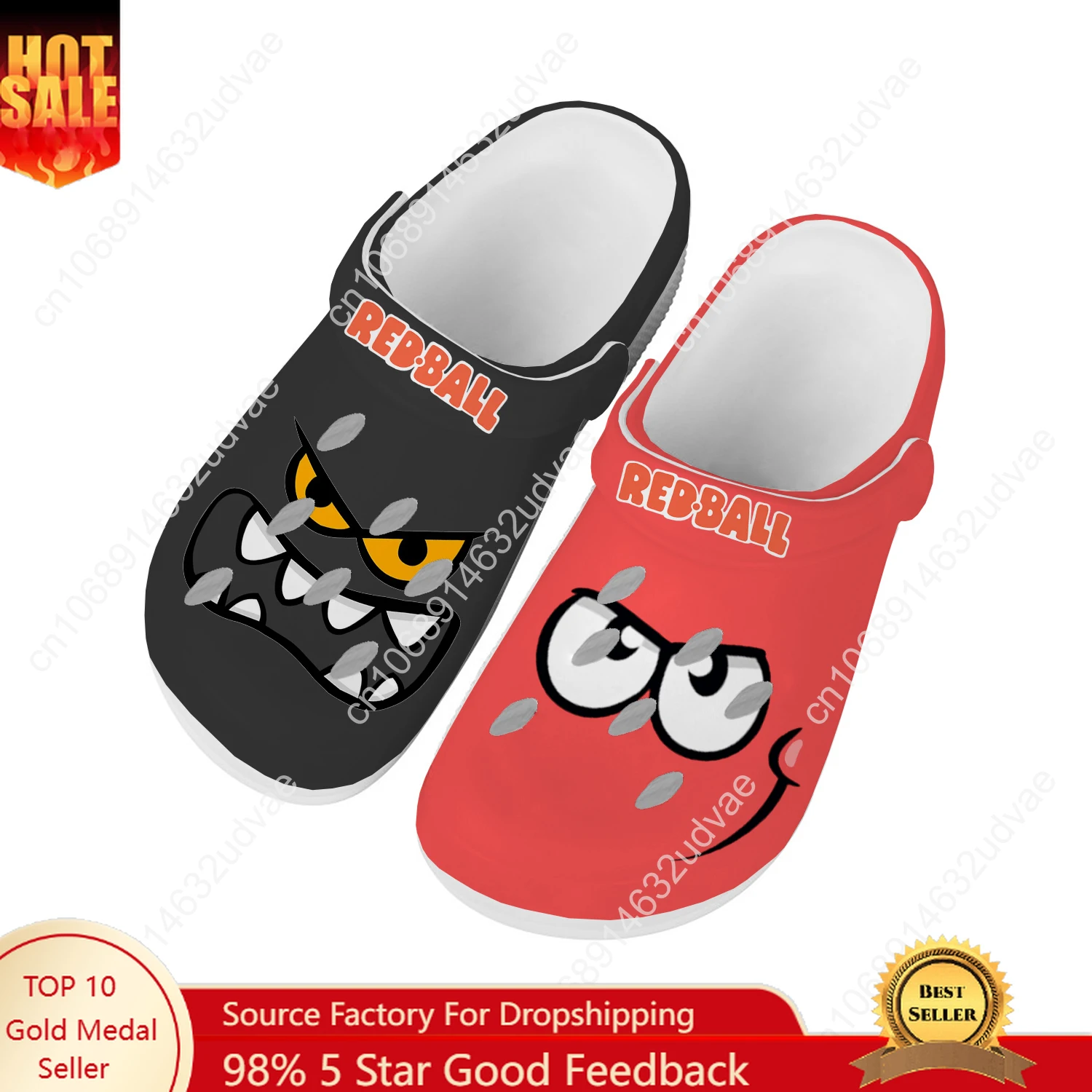 Mens Fashion Sandals - รองเท้าแตะรูระบายอากาศแบบสวมสบายสำหรับผู้ชายและผู้หญิง รุ่น Red Ball เหมาะสำหรับใส่ในบ้าน สวน