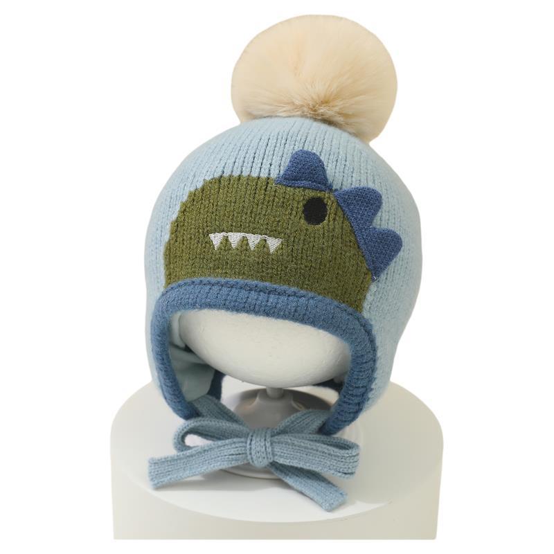 Beanie Winter Hat - หมวกไหมพรมเด็กน่ารักลายการ์ตูนสัตว์ พร้อมปอมปอม ป้องกันหู สำหรับเด็กวัยหัดเดิน อายุ 6-36