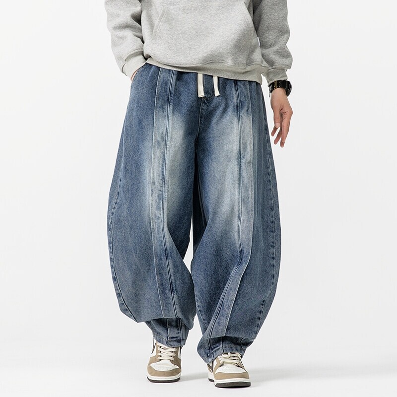 Men'S Fashion Pants 2025 - 2025 ใหม่VINTAGE HaremกางเกงหลวมHip Hop DENIMกางเกงขากว้างMensตรงขนาดใหญ่แฟชั่นกางเกงยีนส์Elasticเอวกางเกง