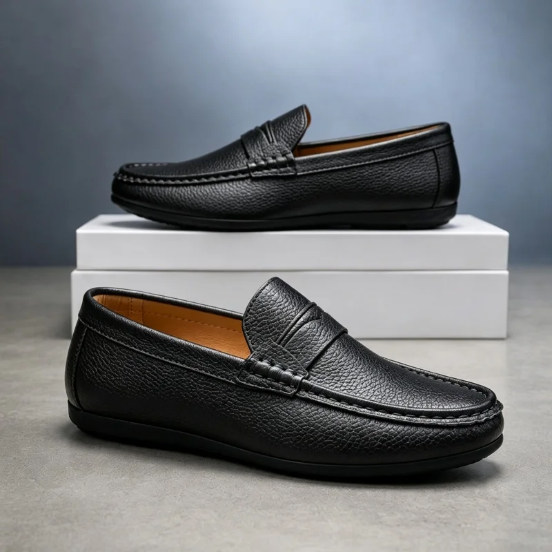 Suede Loafers Men - รองเท้าลำลองดีไซน์คลาสสิกสำหรับผู้ชาย รองเท้าสวมแบบสบาย รองเท้าหนังโลฟเฟอร์ผู้ชาย รองเท้าขับรถกันลื่น รองเท้าแบบแบนสำหรับผู้ชาย