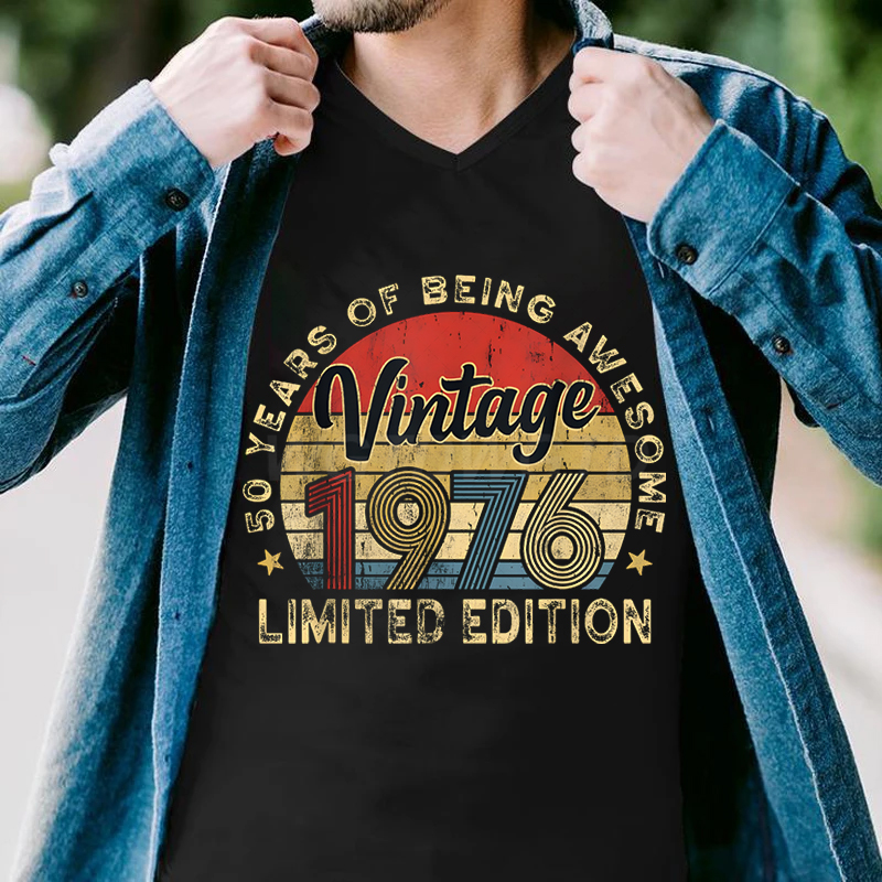 Men'S Fashion Over 50 - 50 ปีแห่งความเจ๋ง วินเทจ 1976 เสื้อยืดพิมพ์ลาย ผู้หญิง