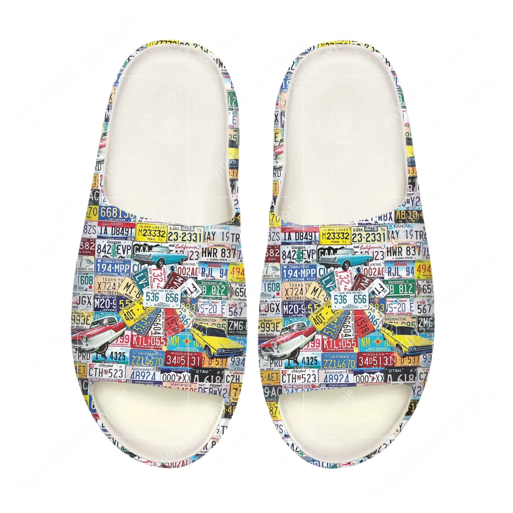 รองเท้าแตะพื้นนิ่มลายป้ายทะเบี - Mens Fashion Sandals บทวิจารณ์และราคา