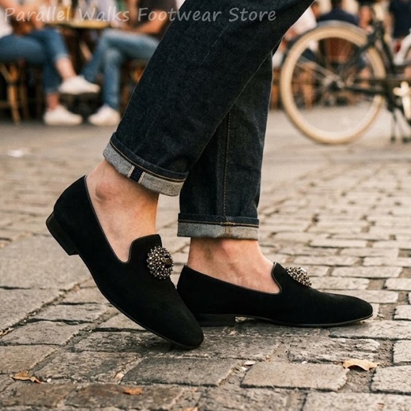 รองเท้าหนังกลับผู้ชายแบบสวมประ - Suede Loafers Men บทวิจารณ์และราคา