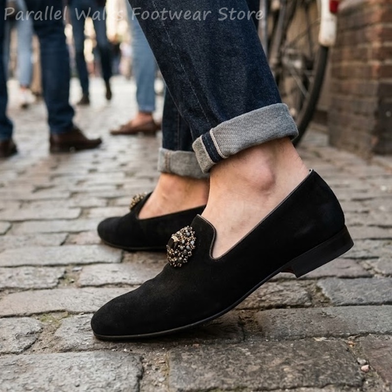 รองเท้าหนังกลับผู้ชายแบบสวมประ - Suede Loafers Men บทวิจารณ์และราคา