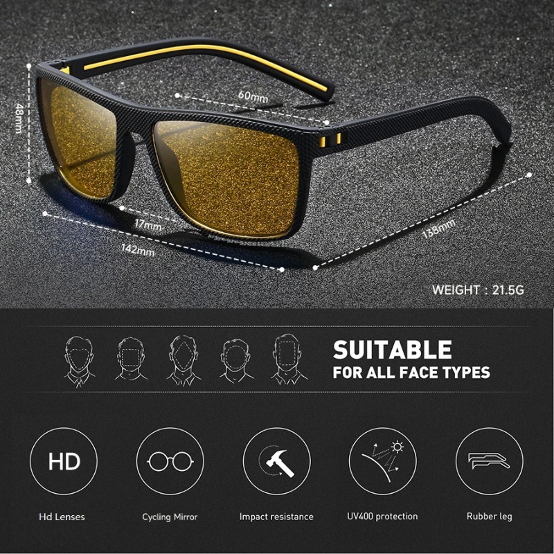 แว่นตากันแสงสะท้อนทรงเหลี่ยมสี - Yellow Men'S Fashion บทวิจารณ์และราคา