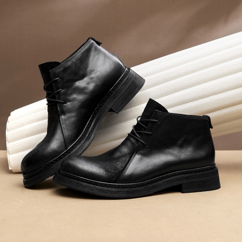 รองเท้าบูทหนังแท้สไตล์วินเทจสำ - Men Fashion Vintage บทวิจารณ์และราคา
