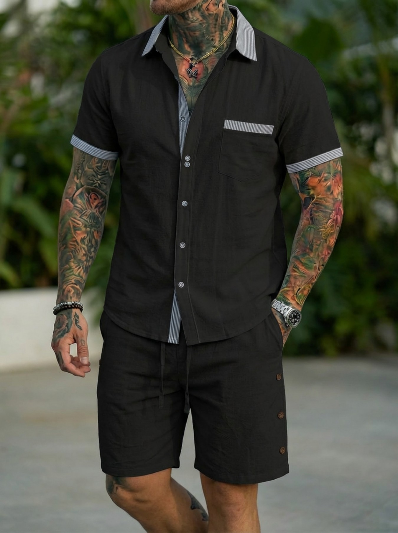 ชุดเสื้อเชิ้ตสไตล์คิวบาแฟชั่นผ - Men'S Fashion Designer บทวิจารณ์และราคา