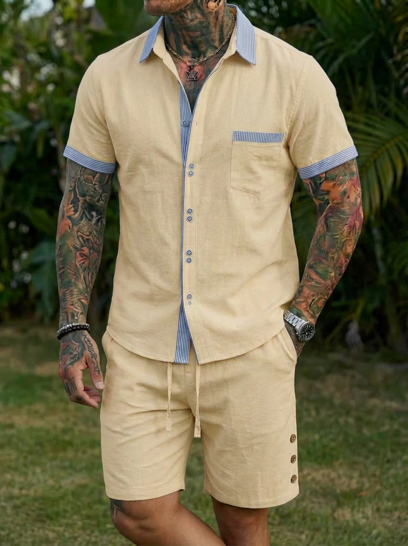 ชุดเสื้อเชิ้ตสไตล์คิวบาแฟชั่นผ - Men'S Fashion Designer บทวิจารณ์และราคา