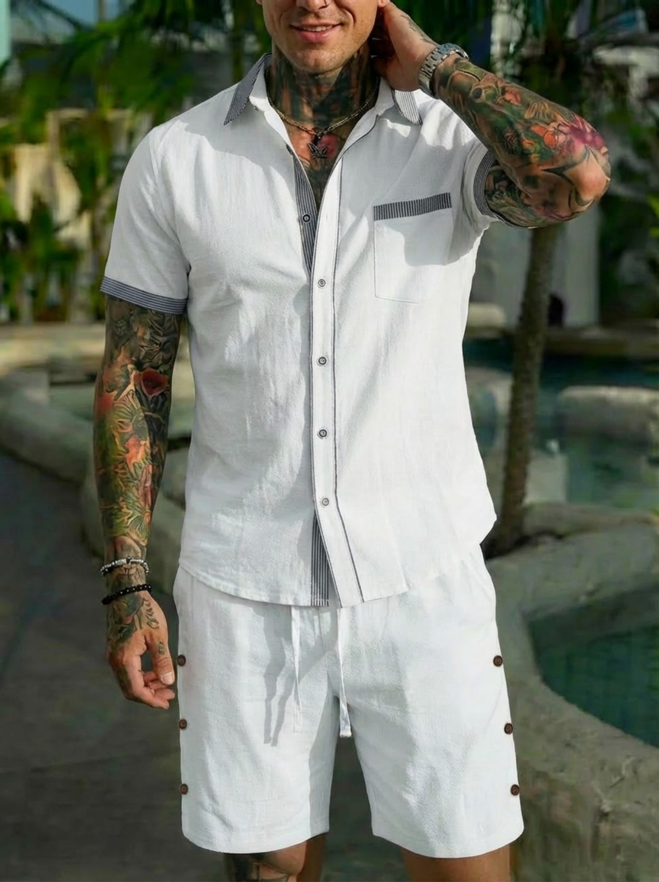 ชุดเสื้อเชิ้ตสไตล์คิวบาแฟชั่นผ - Men'S Fashion Designer บทวิจารณ์และราคา