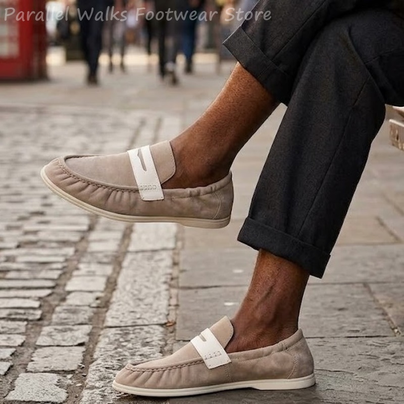 รองเท้าโลฟเฟอร์หนังกลับนุ่มสำห - Suede Loafers Men บทวิจารณ์และราคา