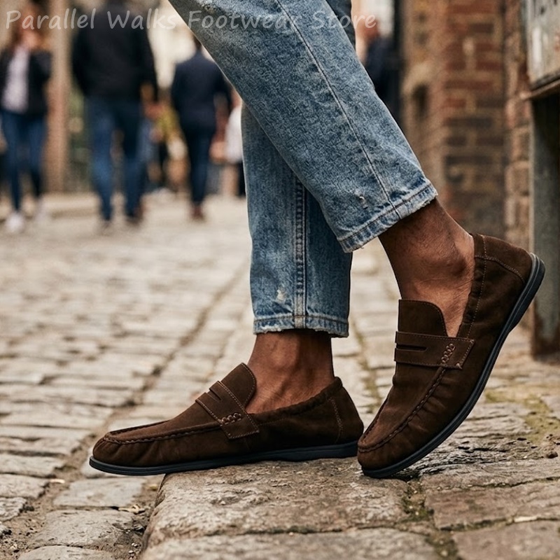 รองเท้าโลฟเฟอร์หนังกลับนุ่มสำห - Suede Loafers Men บทวิจารณ์และราคา