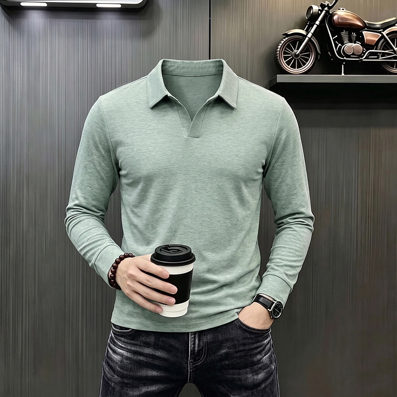 เสื้อโปโลแขนยาวผู้ชายสไตล์ลำลอ - Men Fashion Upper บทวิจารณ์และราคา