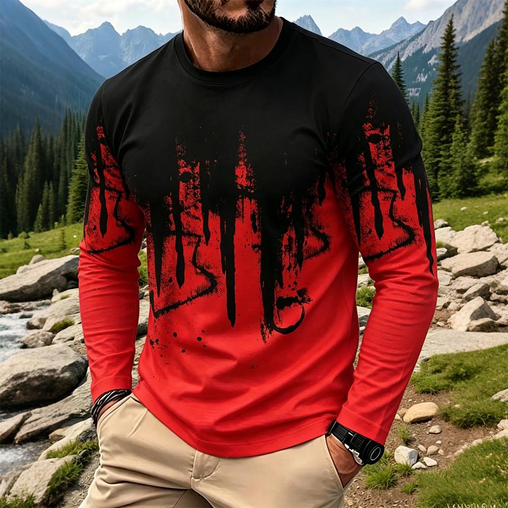 เสื้อยืดแขนยาวผู้ชายลายไล่เฉดส - Men Fashion Vintage บทวิจารณ์และราคา